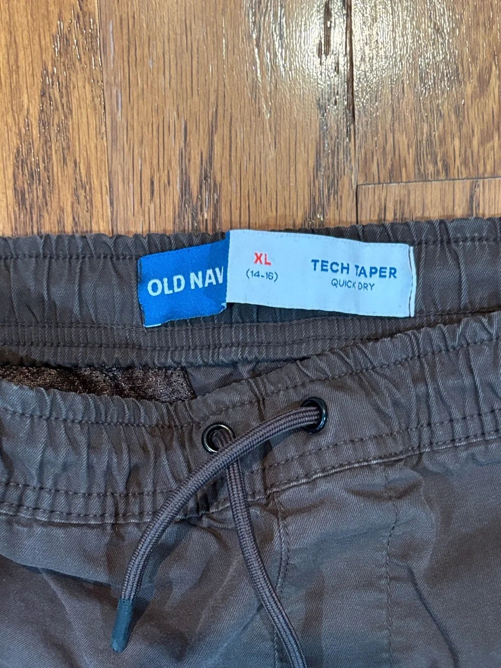 Old Navy, Boys, Tech Taper Dark Brown Cargo Pants with Drawstring Waist, Size XL